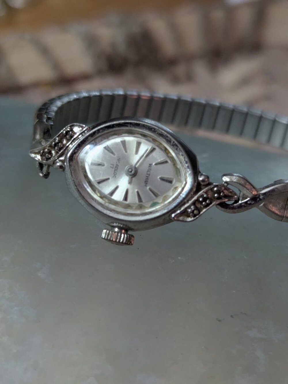 Waltham Ladies Petite Jeweled Vintage Watch Diamonds SS